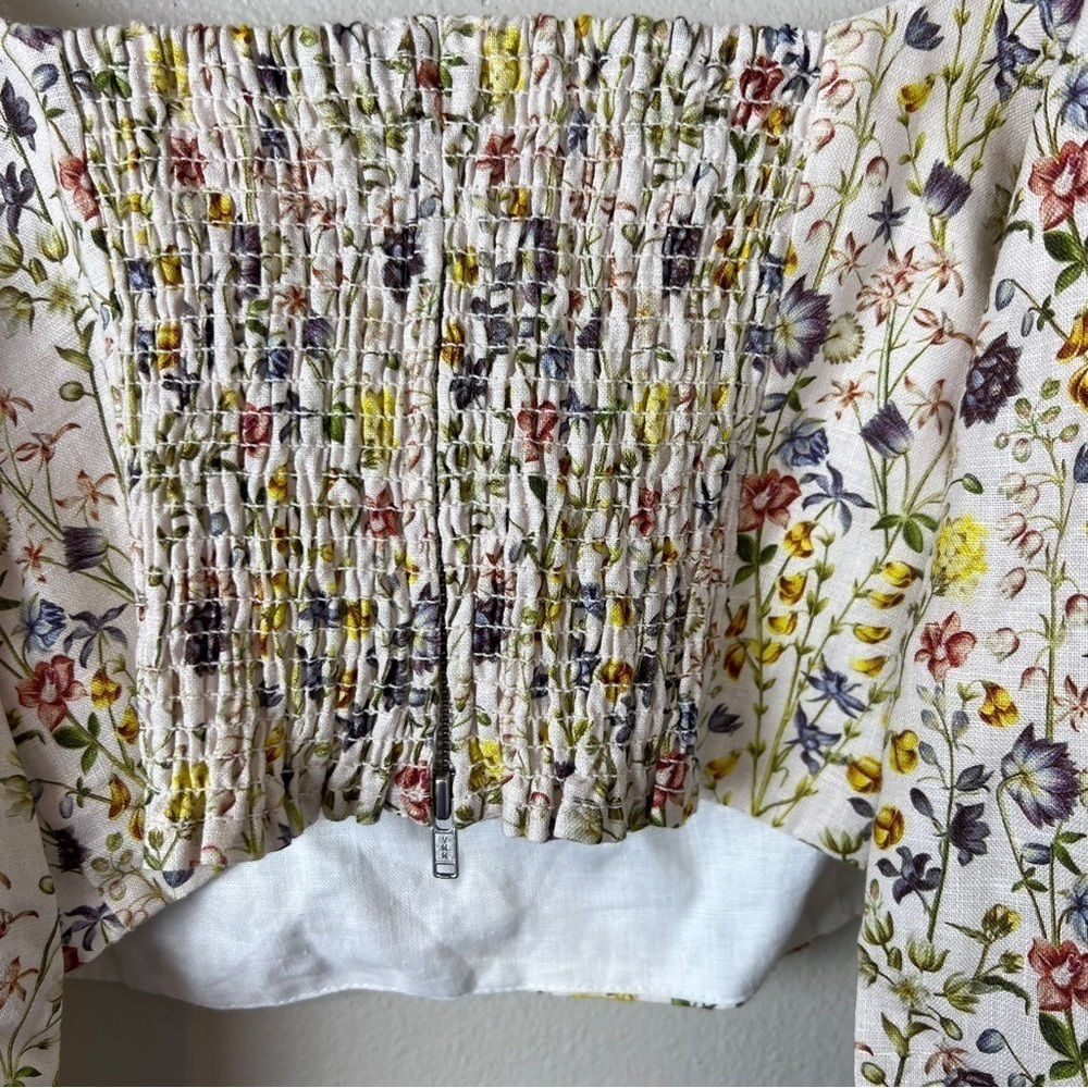 Aritzia Wilfred Vilette Organic Linen Floral Crop Blouse - Picture 4 of 7